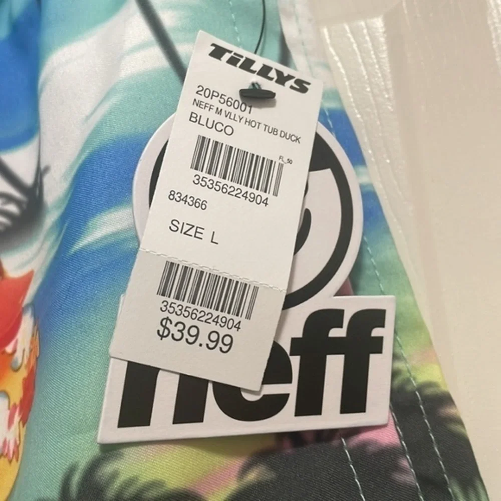 Neff Mens Vlly Hot Tub duck blue swim wear NWT Sz Large
